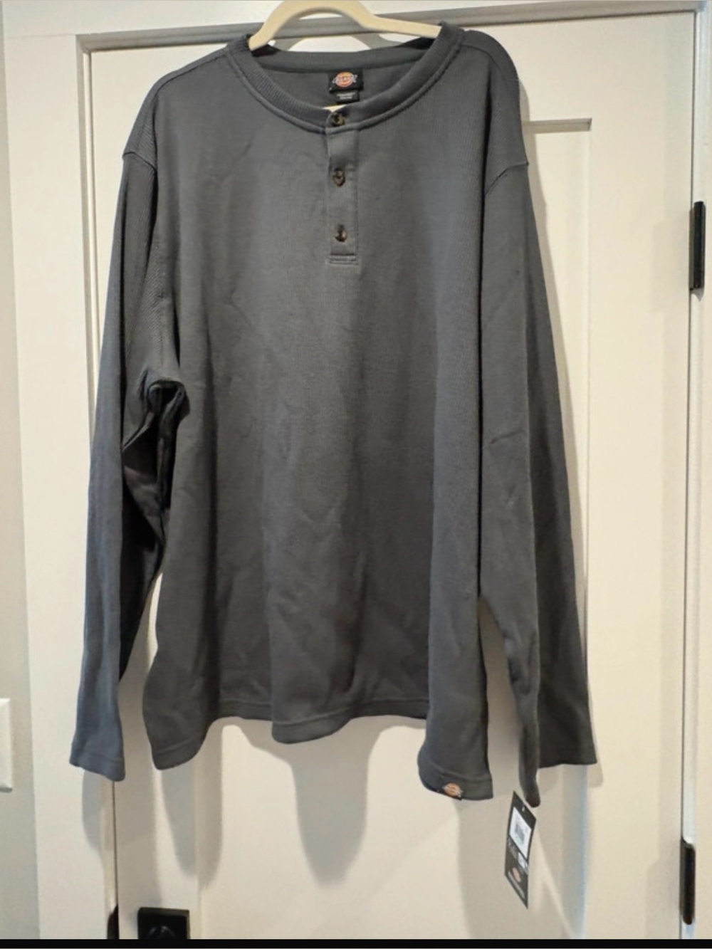 Dickies Men's Gray Henley knit Thermal Long-Sleeve Shirt size 4XL